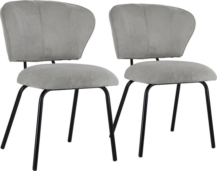 Happy Garden Set van 2 NILSA lichtgrijze corduroy stoelen