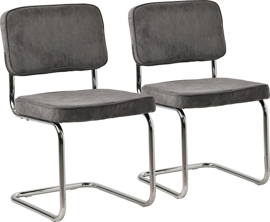 Happy Garden Set van 2 sledestoelen MARIA grijs corduroy