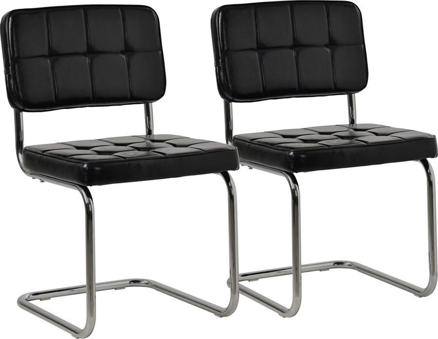 Happy Garden Set van 2 sledestoelen MARIA zwart kunstleer