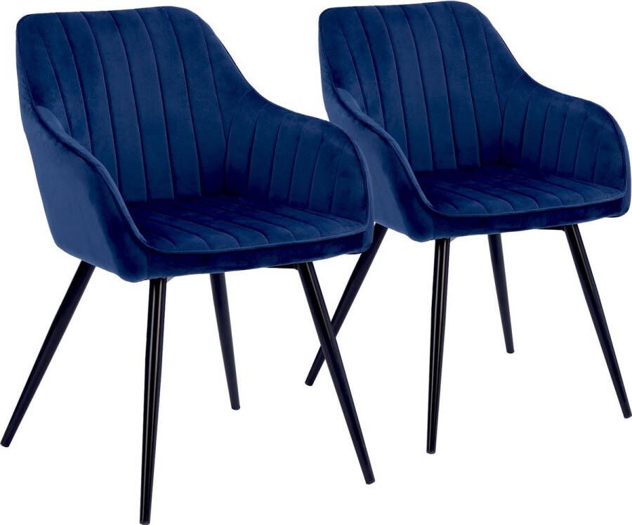 Happy Garden Set van 2 blauwe BERTILLE fluwelen stoelen