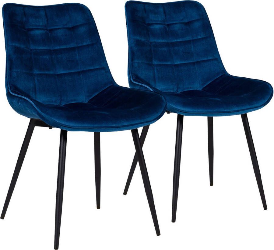 Happy Garden Set van 2 blauwe LOUISE fluwelen stoelen