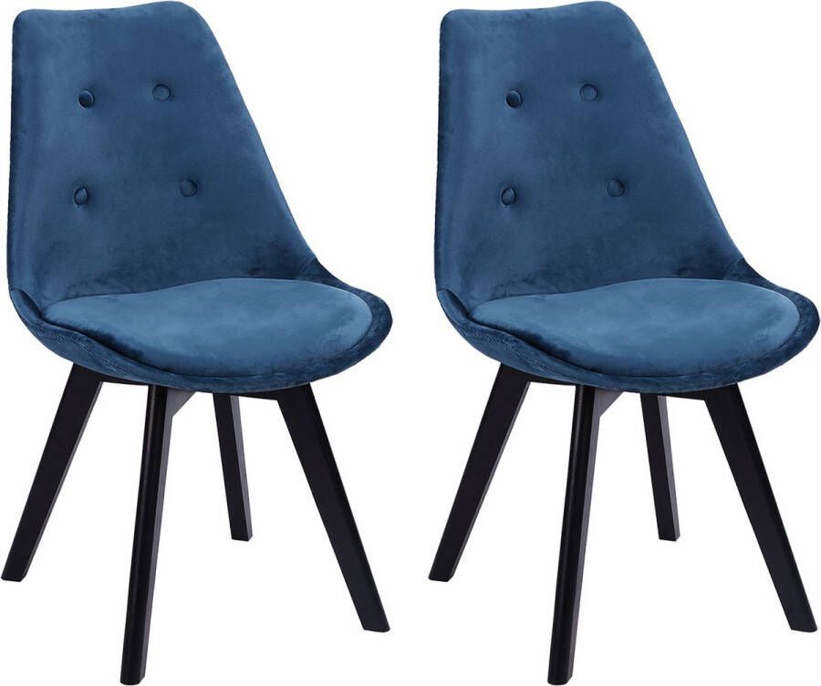 Happy Garden Set van 2 blauwe NORA fluwelen stoelen met kussen