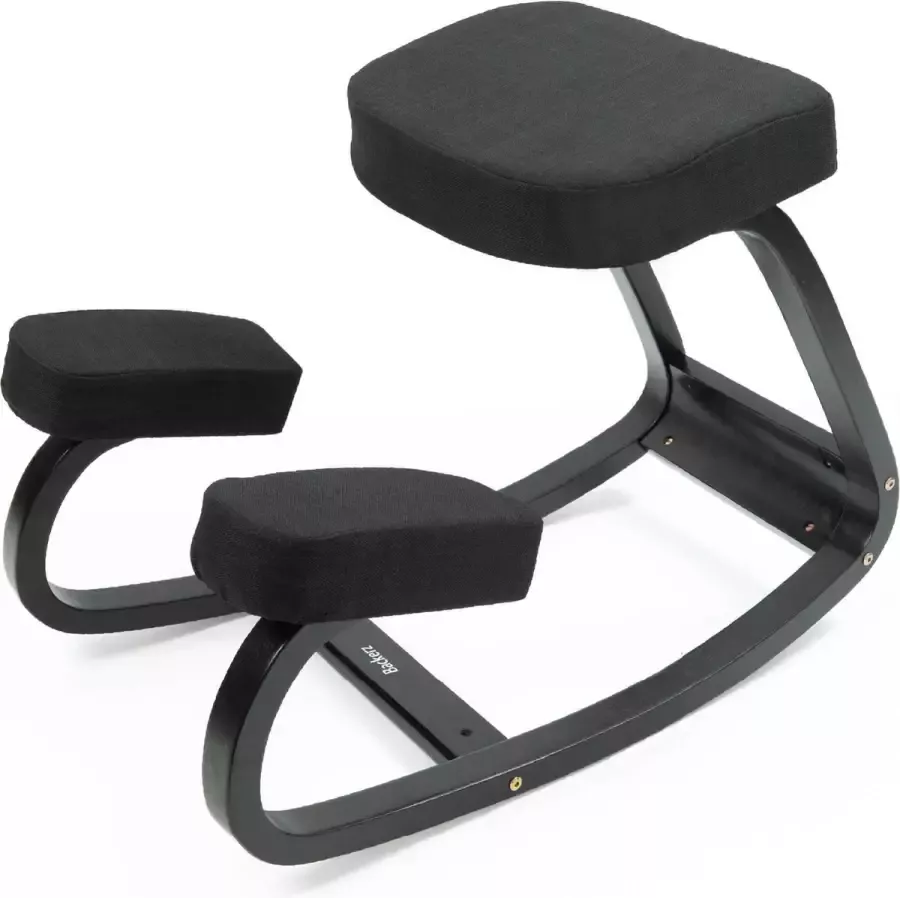 Happy Knees Kniestoel Ergochair Ergonomische werkkruk en Bureaustoel Werkkruk Max 130 kg Zwart gelakt Hout Rood Linnen