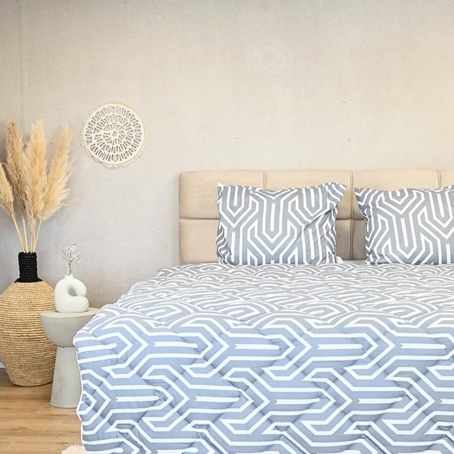 Happybed All year dekbed enkel 160x200 Twijfelaar dekbed 100% Katoen Wasbaar dekbed zonder overtrek Bedrukt dekbed zonder hoes Hoesloos Dekbed met Print Mechano