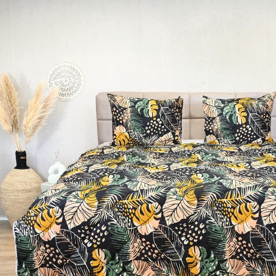Happybed All year dekbed enkel 160x200 Twijfelaar dekbed 100% Katoen Wasbaar dekbed zonder overtrek Bedrukt dekbed zonder hoes Hoesloos Dekbed met Print Tropical nights