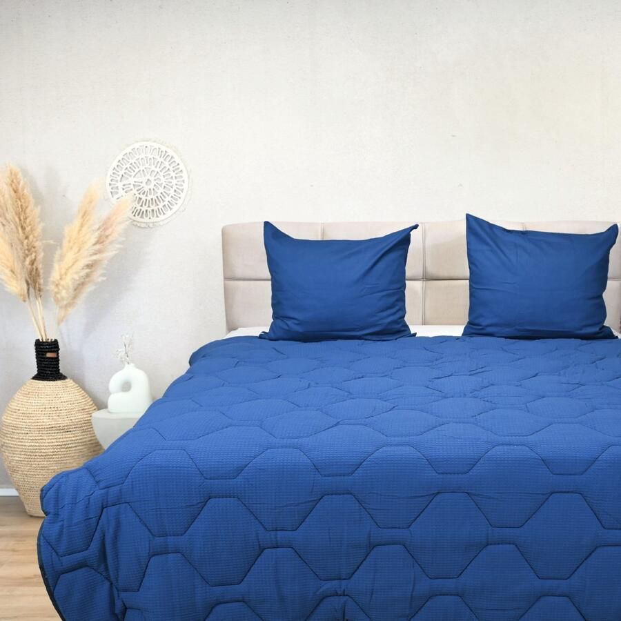 Happybed All year dekbed enkel 160x200 Twijfelaar dekbed 100% Katoen Wasbaar dekbed zonder overtrek Bedrukt dekbed zonder hoes Hoesloos Dekbed met Print Dark blue