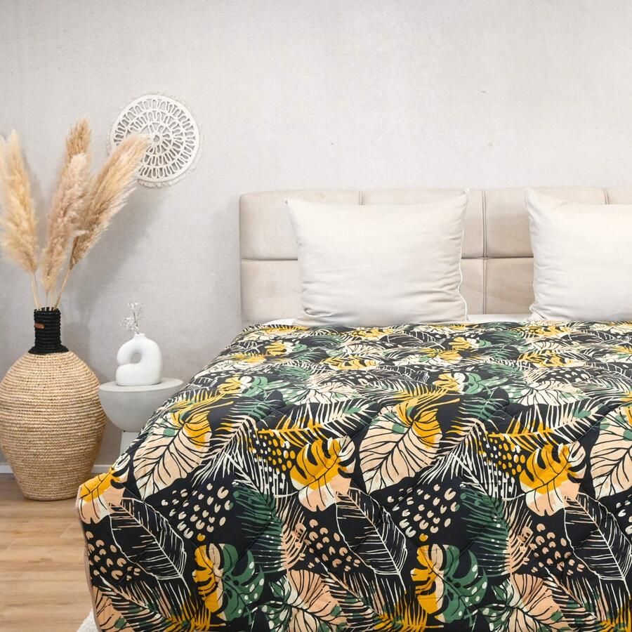 Happybed All year dekbed enkel 160x200 Twijfelaar dekbed 100% Katoen Wasbaar dekbed zonder overtrek Bedrukt dekbed zonder hoes Hoesloos Dekbed met Print Tropical nights - Foto 2