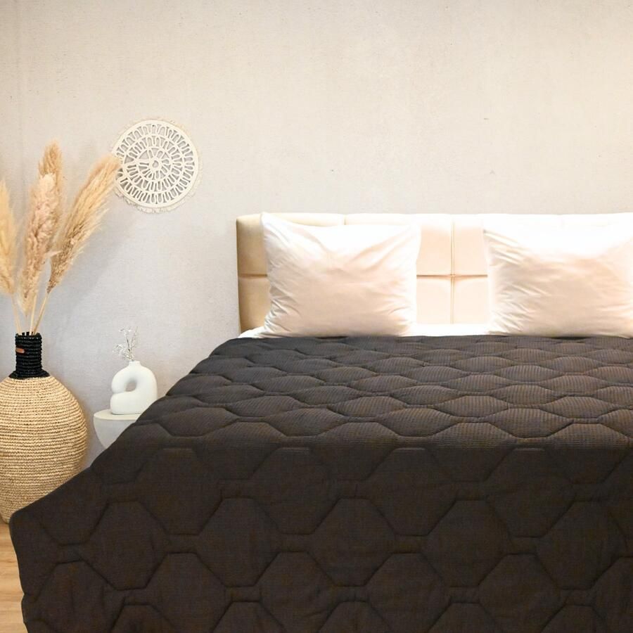 Happybed All year dekbed enkel 160x200 Twijfelaar dekbed 100% Katoen Wasbaar dekbed zonder overtrek Bedrukt dekbed zonder hoes Hoesloos Dekbed met Print Black - Foto 2
