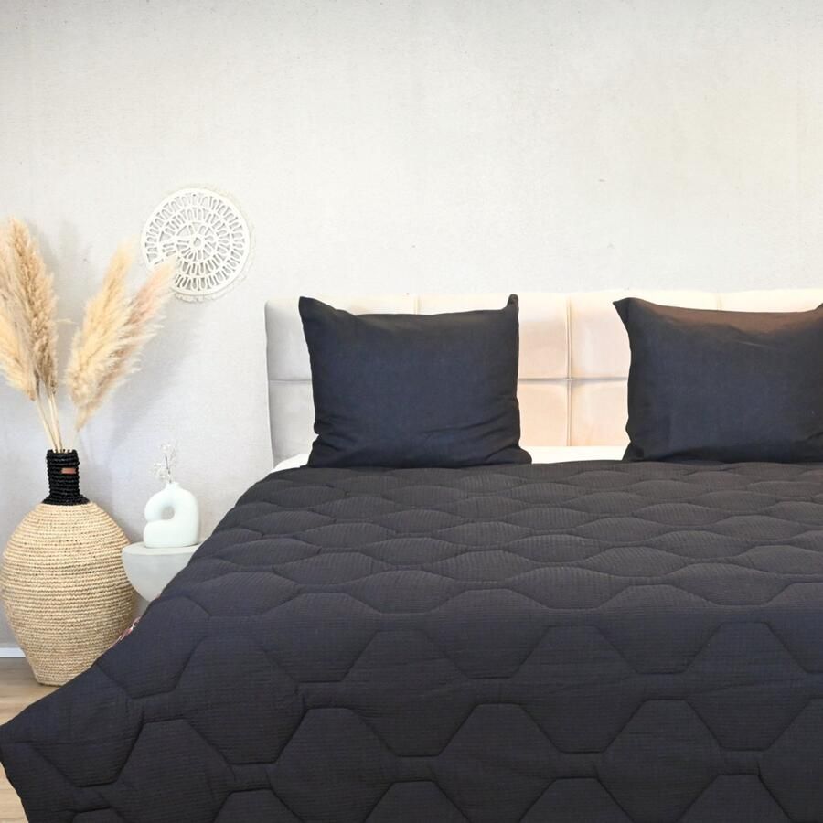 Happybed All year dekbed enkel 160x200 Twijfelaar dekbed 100% Katoen Wasbaar dekbed zonder overtrek Bedrukt dekbed zonder hoes Hoesloos Dekbed met Print Black