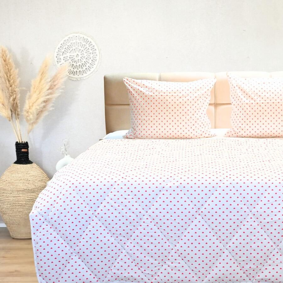 Happybed All year dekbed enkel 160x200 Twijfelaar dekbed 100% Katoen Wasbaar dekbed zonder overtrek Bedrukt dekbed zonder hoes Hoesloos Dekbed met Print Sweethearts