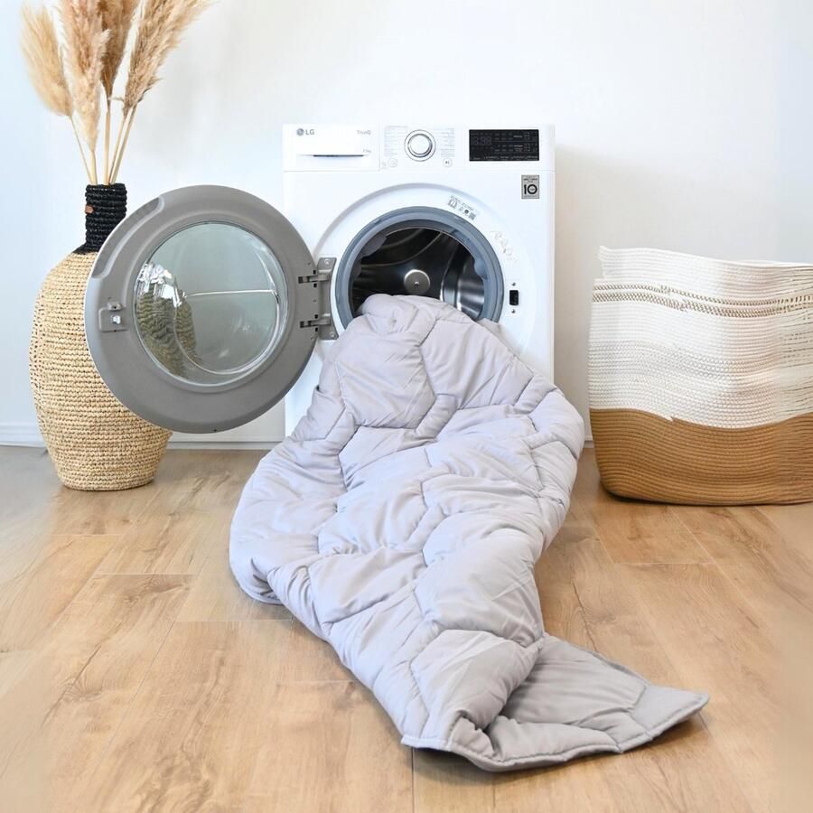 Happybed All year dekbed enkel 160x200 Twijfelaar dekbed Wasbaar dekbed zonder overtrek Bedrukt dekbed zonder hoes Hoesloos Dekbed met Print Microvezel Grijs