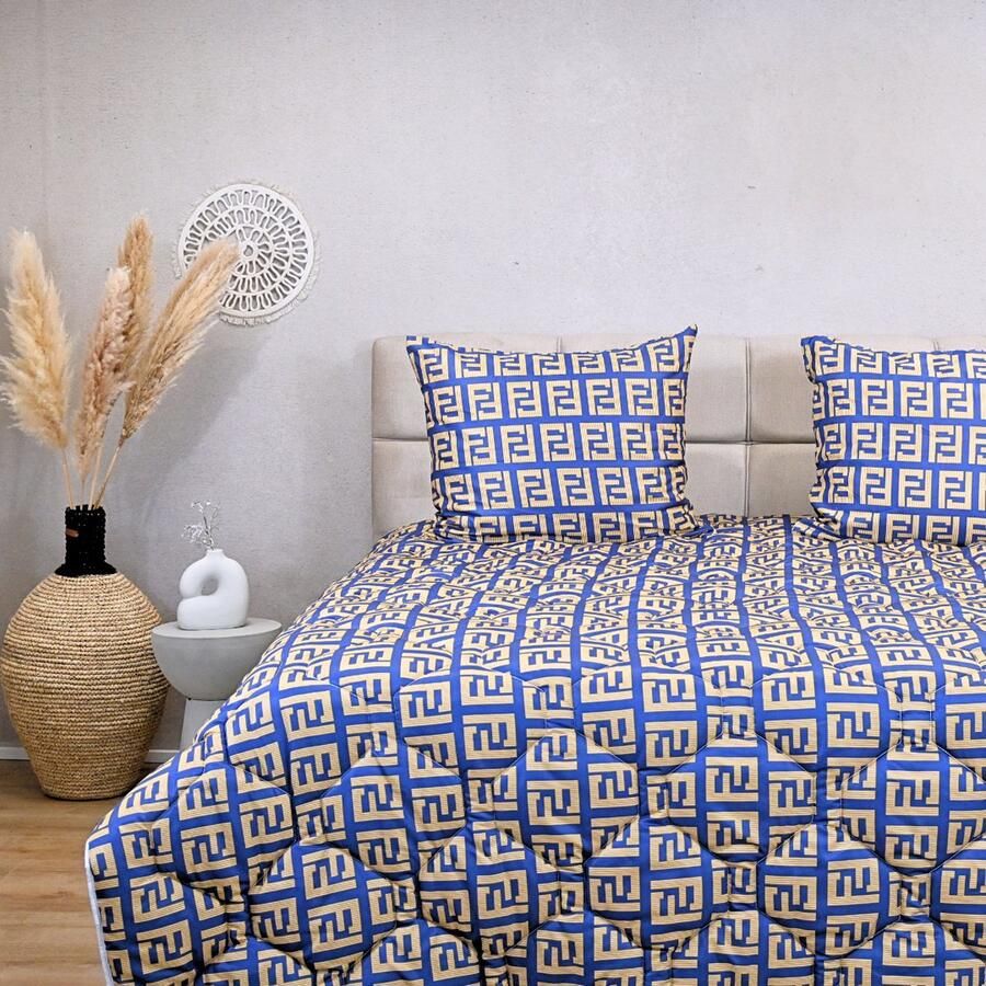 Happybed All year dekbed enkel 160x200 Twijfelaar dekbed Wasbaar dekbed zonder overtrek Bedrukt dekbed zonder hoes Hoesloos Dekbed met Print Fancy Squares