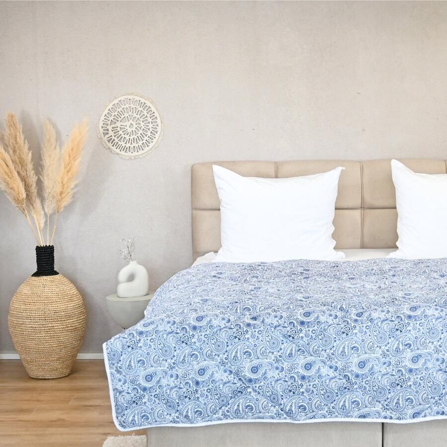 Happybed All year dekbed enkel 160x200 Twijfelaar dekbed Wasbaar dekbed zonder overtrek Bedrukt dekbed zonder hoes Hoesloos Dekbed met Print Microvezel Midnight paisley - Foto 2