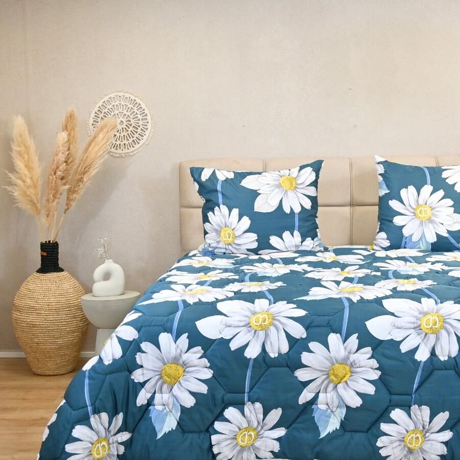 Happybed All year dekbed enkel 160x200 Twijfelaar dekbed Wasbaar dekbed zonder overtrek Bedrukt dekbed zonder hoes Hoesloos Dekbed met Print Sunflowers