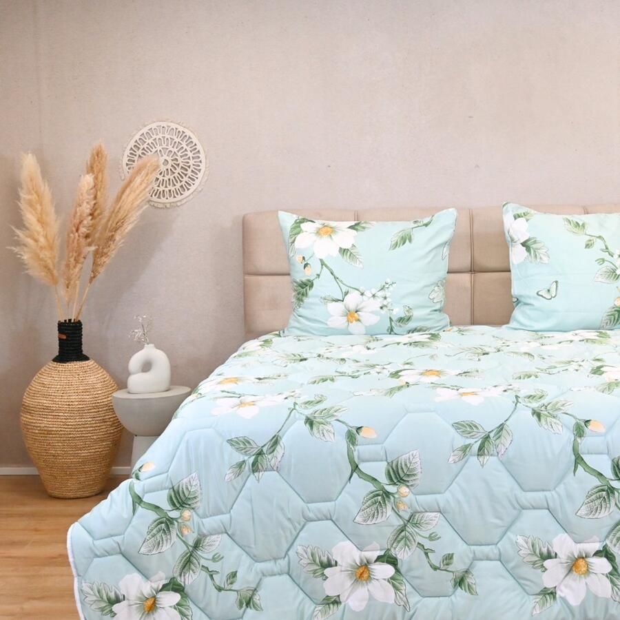 Happybed All year dekbed enkel 160x200 Twijfelaar dekbed Wasbaar dekbed zonder overtrek Bedrukt dekbed zonder hoes Hoesloos Dekbed met Print Happy Flowers