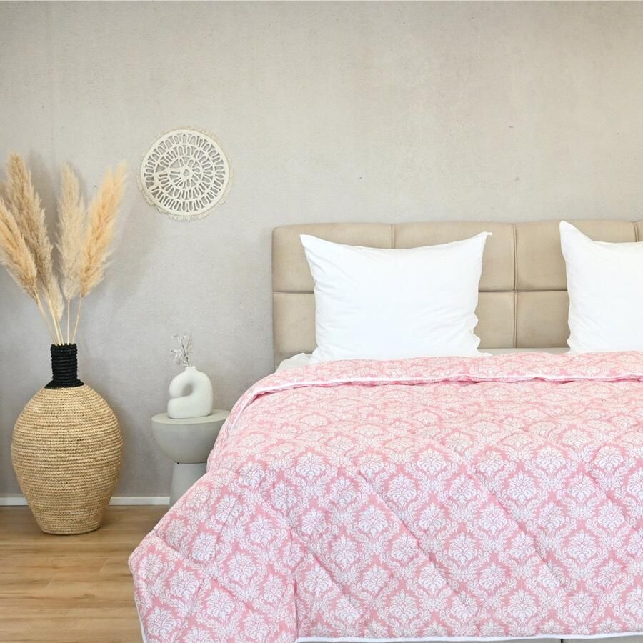 Happybed All year dekbed enkel 160x200 Twijfelaar dekbed Wasbaar dekbed zonder overtrek Bedrukt dekbed zonder hoes Hoesloos Dekbed met Print Pink elegance