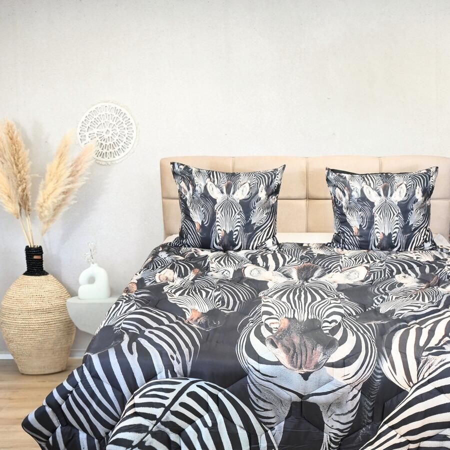 Happybed All year dekbed enkel 160x200 Twijfelaar dekbed Wasbaar dekbed zonder overtrek Bedrukt dekbed zonder hoes Hoesloos Dekbed met Print Savanna stripes