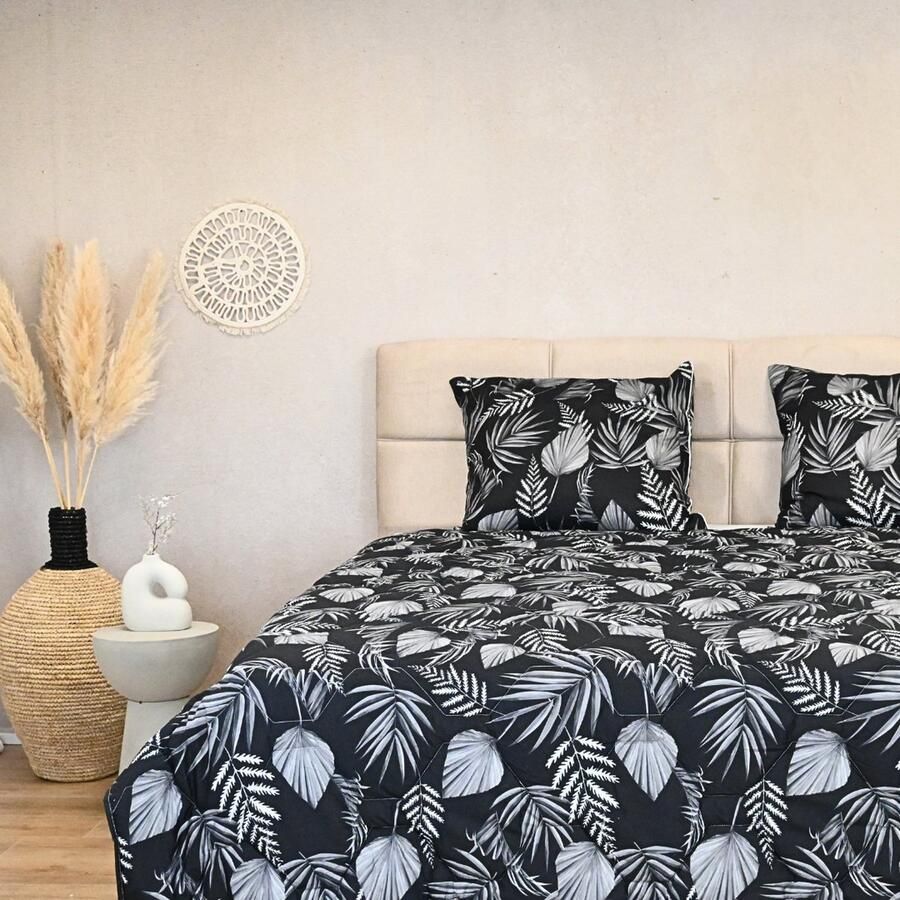 Happybed All year dekbed enkel 160x220 Twijfelaar dekbed Wasbaar dekbed zonder overtrek Bedrukt dekbed zonder hoes Hoesloos Dekbed met Print Microvezel Black leaves