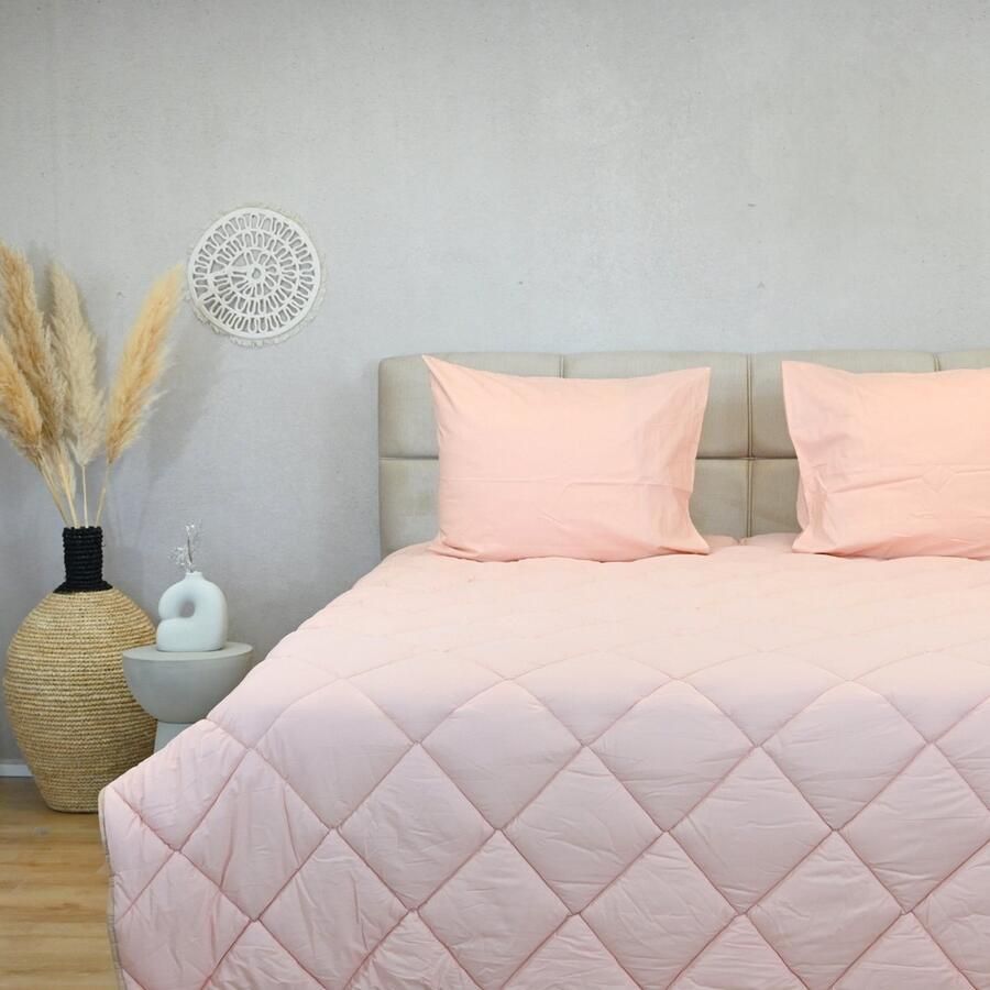 Happybed Premium All year dekbed enkel 160x200 Twijfelaar dekbed Wasbaar dekbed zonder overtrek Bedrukt dekbed zonder hoes Hoesloos Dekbed met Print Vintage pink