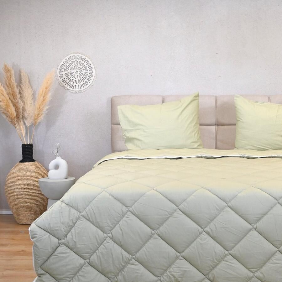 Happybed Premium All year dekbed enkel 160x200 Twijfelaar dekbed Wasbaar dekbed zonder overtrek Bedrukt dekbed zonder hoes Hoesloos Dekbed met Print Sage green - Foto 2
