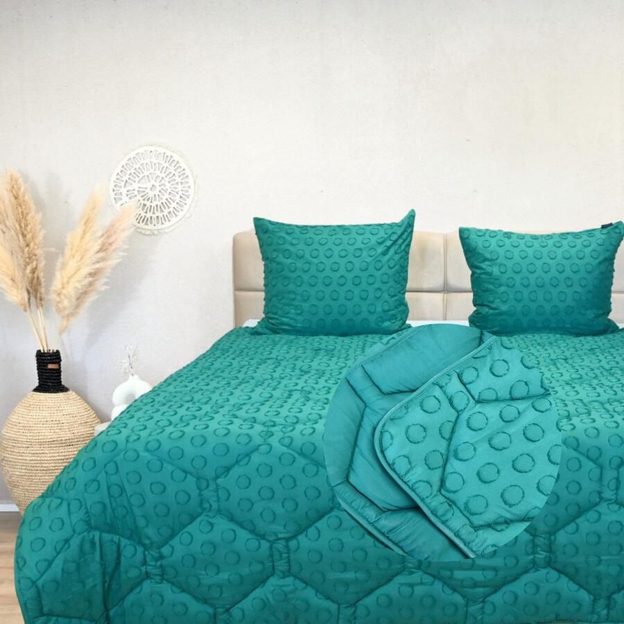 Happybed All year dekbed enkel 160x200 Twijfelaar dekbed Wasbaar dekbed zonder overtrek Bedrukt dekbed zonder hoes Hoesloos Dekbed met Print Microvezel Emerald Green