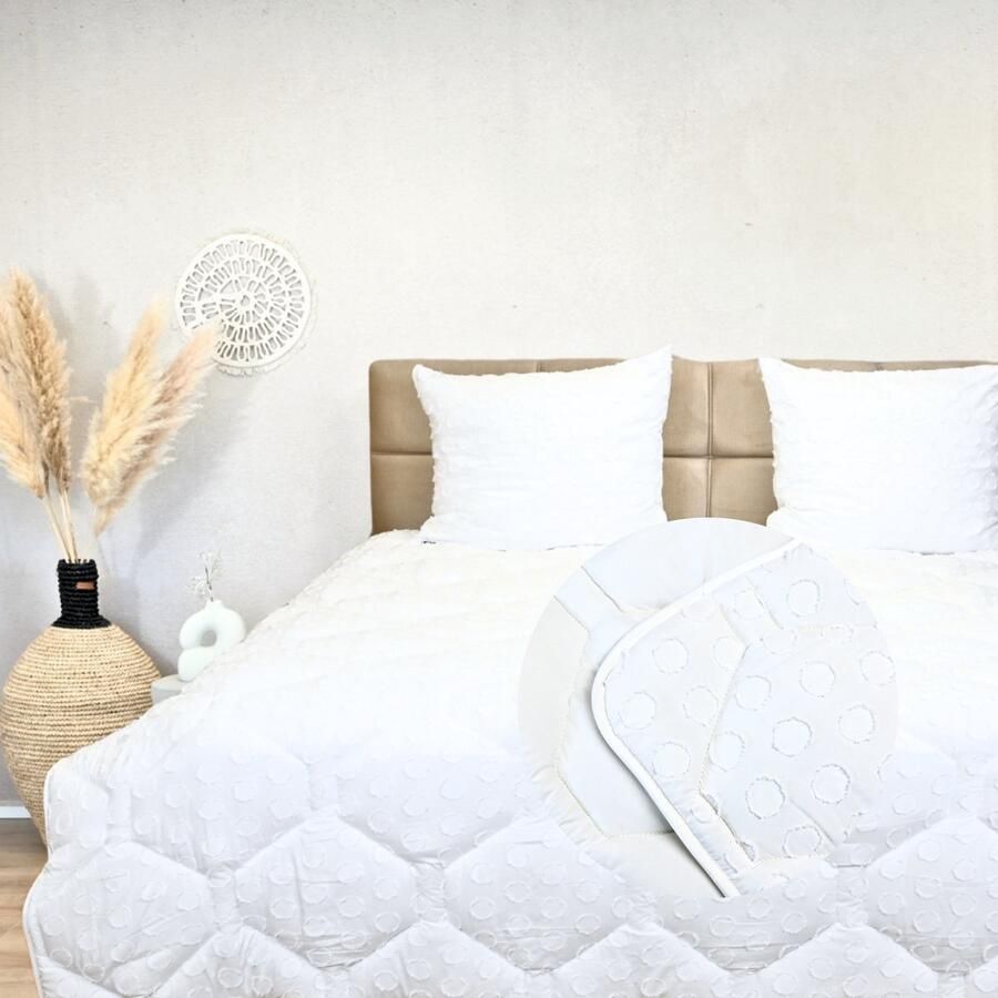 Happybed All year dekbed enkel 160x200 Twijfelaar dekbed Wasbaar dekbed zonder overtrek Bedrukt dekbed zonder hoes Hoesloos Dekbed met Print Microvezel Frosty White