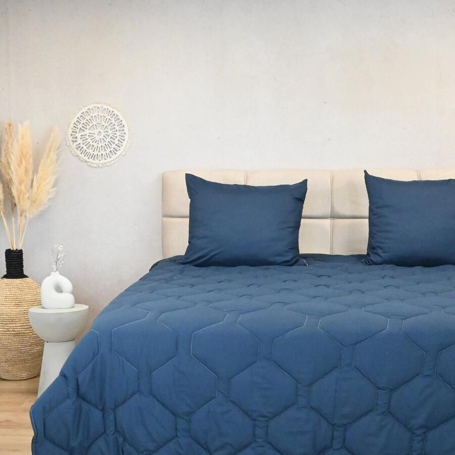 Happybed All year dekbed enkel 160x200 Twijfelaar dekbed Wasbaar dekbed zonder overtrek Bedrukt dekbed zonder hoes Hoesloos Dekbed met Print Microvezel Dark blue