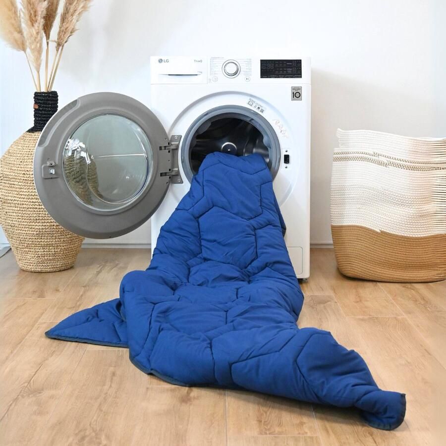 Happybed All year dekbed enkel 160x200 Twijfelaar dekbed Wasbaar dekbed zonder overtrek Bedrukt dekbed zonder hoes Hoesloos Dekbed met Print Microvezel Navy