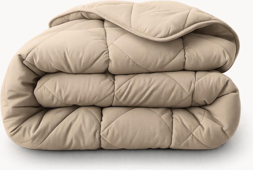 Happybed All year dekbed enkel 160x200 Twijfelaar dekbed Wasbaar dekbed zonder overtrek Bedrukt dekbed zonder hoes Hoesloos Dekbed met Print Microvezel Taupe