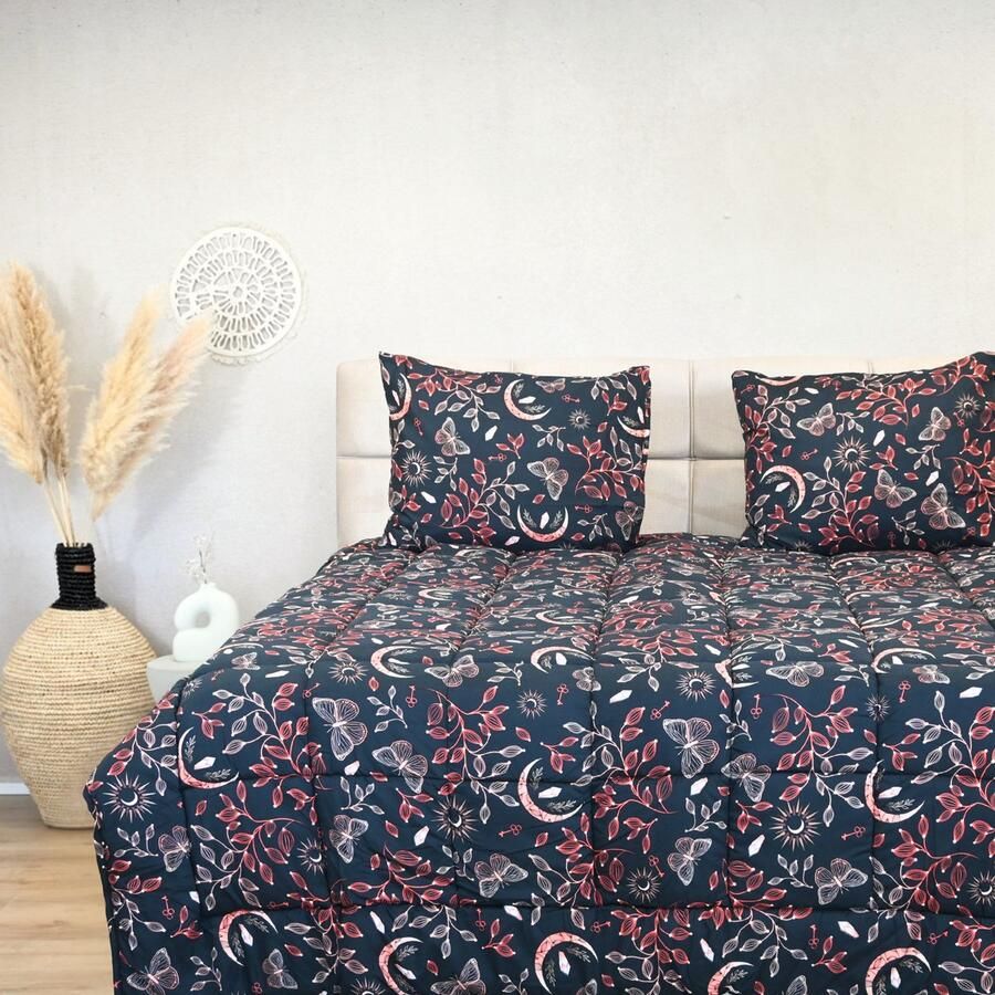Happybed All year dekbed enkel 160x220 Twijfelaar dekbed Wasbaar dekbed zonder overtrek Bedrukt dekbed zonder hoes Hoesloos Dekbed met Print Microvezel Twilight ruby
