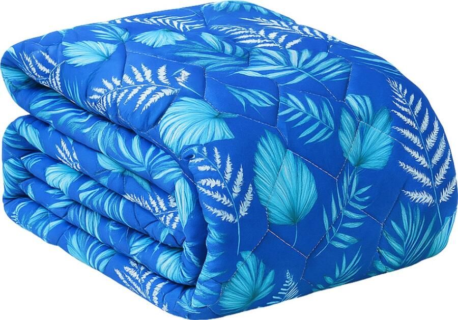 Happybed All year dekbed enkel 160x220 Twijfelaar dekbed Microvezel Wasbaar dekbed zonder overtrek Bedrukt dekbed zonder hoes Hoesloos Dekbed met Print Blue leaves