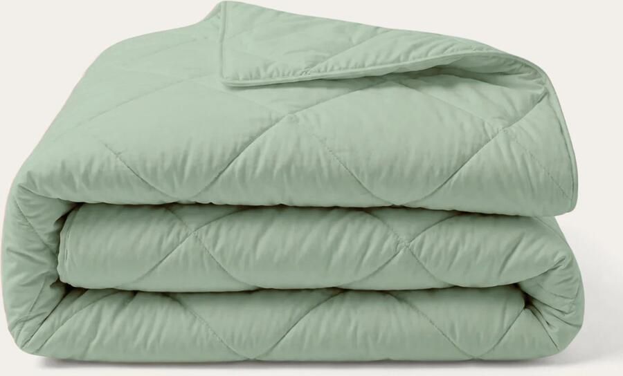 Happybed Zomerdekbed 160x200 Twijfelaar dekbed 100% Katoen Wasbaar dekbed zonder overtrek Bedrukt dekbed zonder hoes Hoesloos Dekbed met Print Sage Green - Foto 2