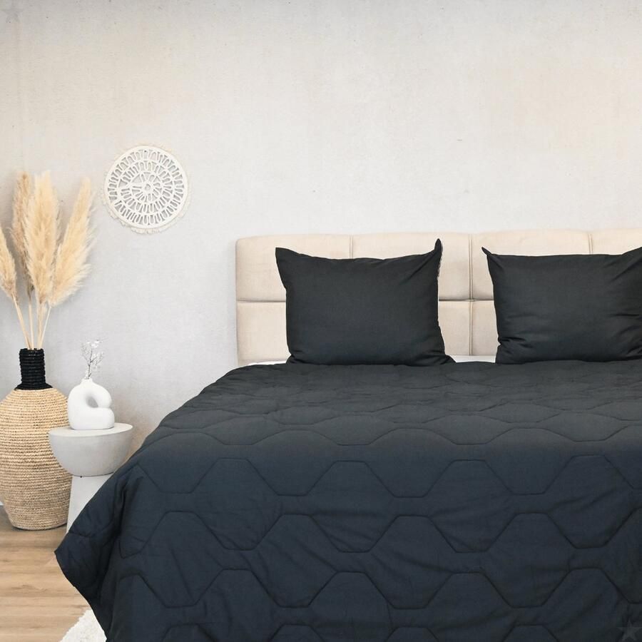 Happybed Zomerdekbed 160x200 Twijfelaar dekbed Wasbaar dekbed zonder overtrek Bedrukt dekbed zonder hoes Hoesloos Dekbed met Print Microvezel Black