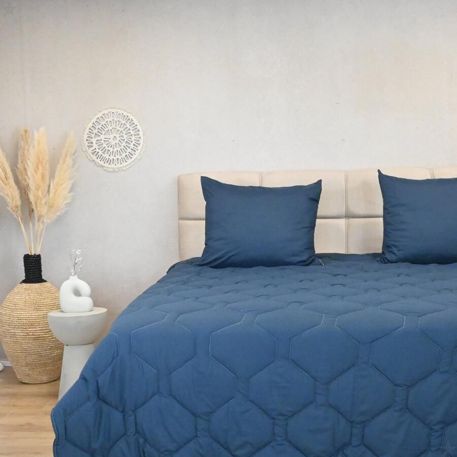 Happybed Zomerdekbed 160x200 Twijfelaar dekbed Wasbaar dekbed zonder overtrek Bedrukt dekbed zonder hoes Hoesloos Dekbed met Print Microvezel Dark blue