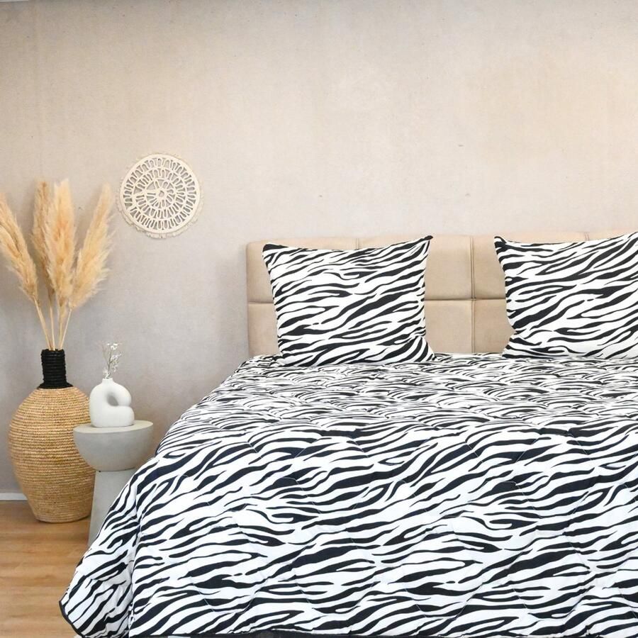 Happybed Zomerdekbed 160x200 Twijfelaar dekbed Wasbaar dekbed zonder overtrek Bedrukt dekbed zonder hoes Hoesloos Dekbed met Print Microvezel Zebra