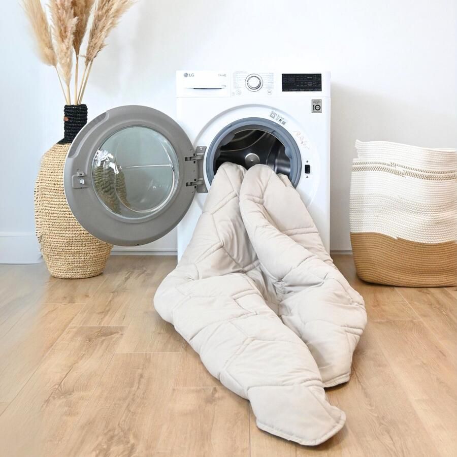 Happybed Zomerdekbed 160x200 Twijfelaar dekbed Wasbaar dekbed zonder overtrek Bedrukt dekbed zonder hoes Hoesloos Dekbed met Print Microvezel Taupe