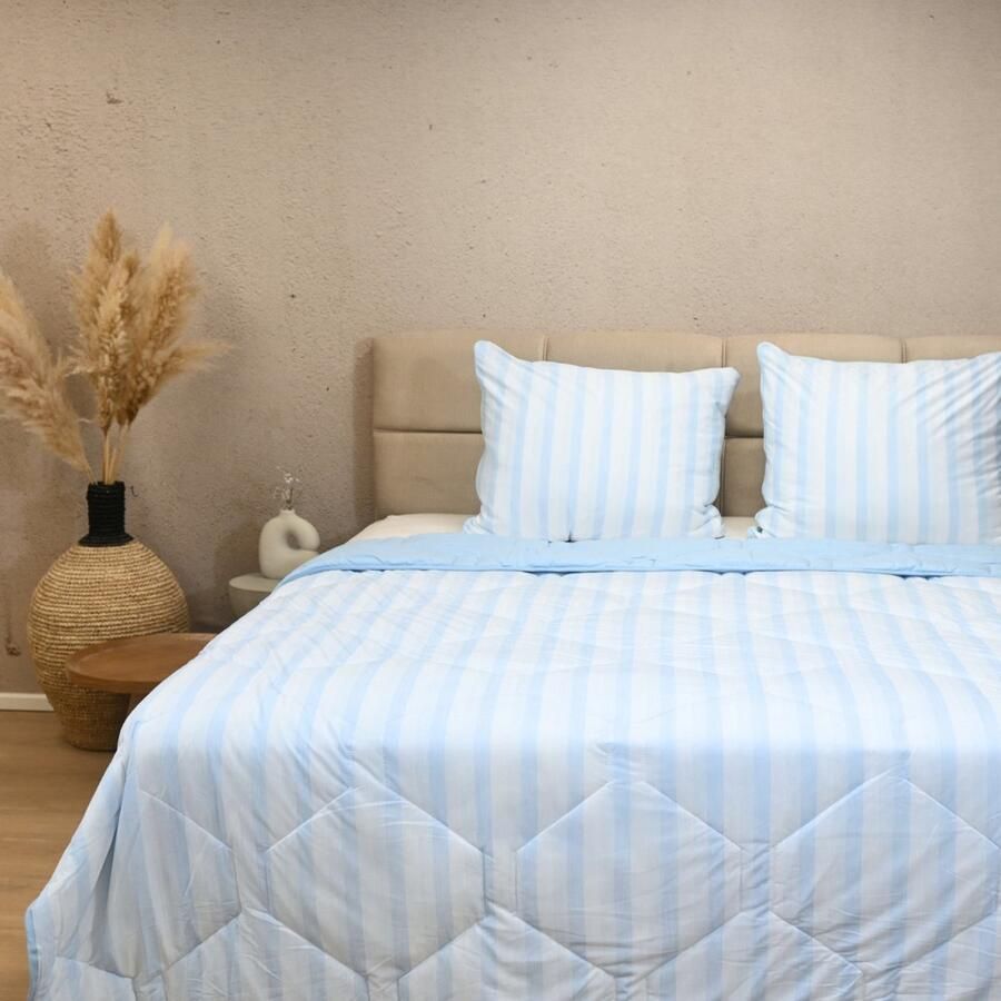 Happybed Wasbaar dekbed zonder overtrek 160x200 Bedrukt dekbed zonder hoes Hoesloos Dekbed met Print Zomerdekbed Twijfelaar dekbed Blue - Foto 2