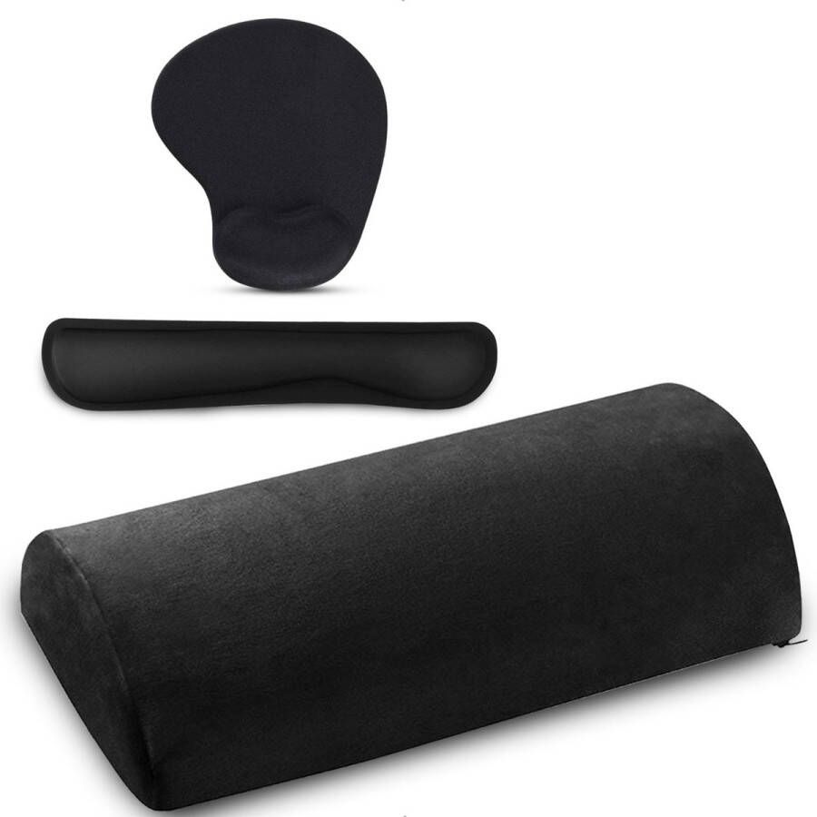 HappyBuy Complete Ergonomische Set voor Thuis en Kantoor voetenkussen Polssteun voor Toetsenbord en Muismat met Polssteun Maximaliseer Comfort en iviteit