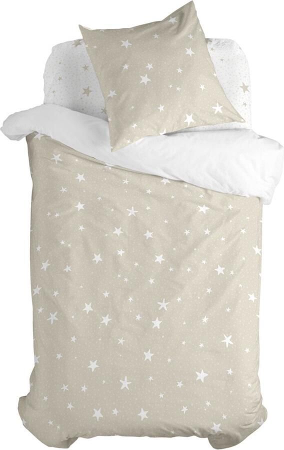 Happyfriday Little star Dekbedovertrek 2-delig Beige Basic Kids Beige 100% katoen de kwaliteit van 150 hilos