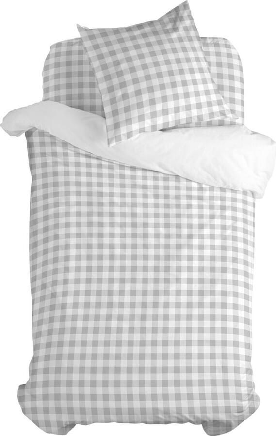 Happyfriday Vichy Dekbedovertrek 2-delig Grijs Basic Kids Grijs 100% katoen de kwaliteit van 150 hilos