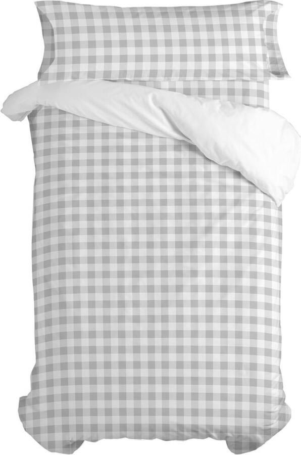 HappyFriday Dekbedovertrek set Basic Kids Grijs Bed van 105 Vichy 2 Onderdelen