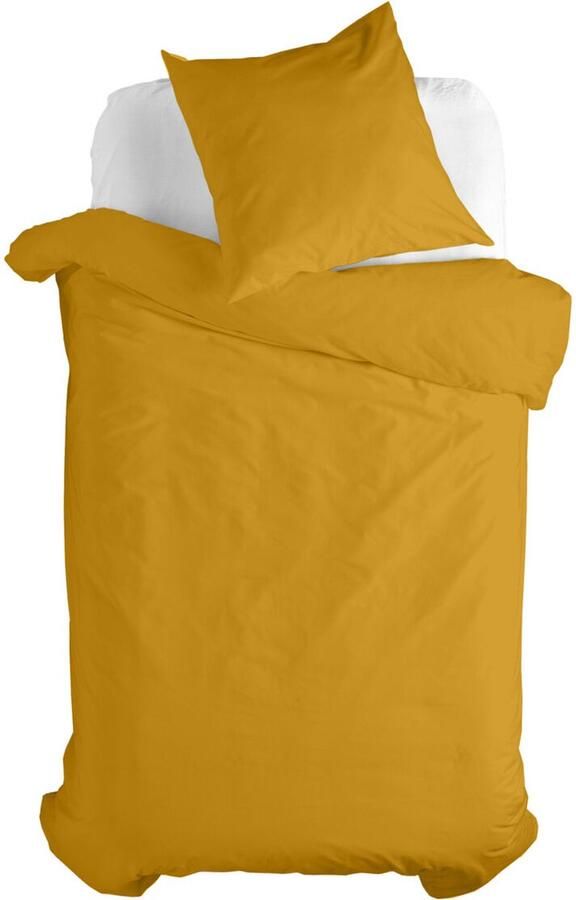 HappyFriday Dekbedovertrek set Basic Kids Mosterd Bed van 80 2 Onderdelen
