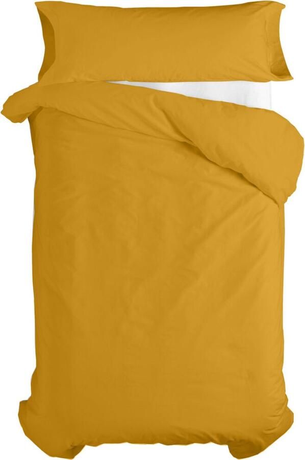 HappyFriday Dekbedovertrek set Basic Kids Mosterd Bed van 80 90 2 Onderdelen