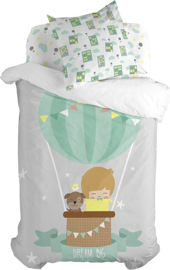 HappyFriday Dekbedovertrek set Happynois Air Balloon Multicolour Bed van 80 2 Onderdelen