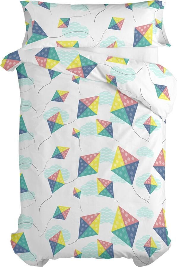 HappyFriday Dekbedovertrek set Happynois Kite Multicolour Bed van 80 90 2 Onderdelen