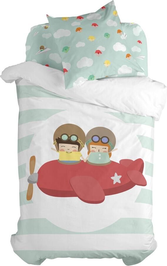 HappyFriday Dekbedovertrek set Happynois Learning To Fly Multicolour Bed van 80 2 Onderdelen