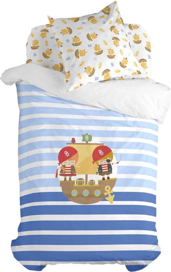 HappyFriday Dekbedovertrek set Happynois Pirate Ship Multicolour Bed van 80 90 2 Onderdelen