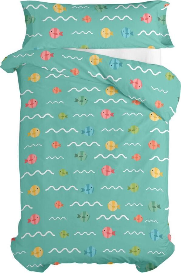 HappyFriday Dekbedovertrek set Happynois World Map Multicolour Bed van 80 90 2 Onderdelen