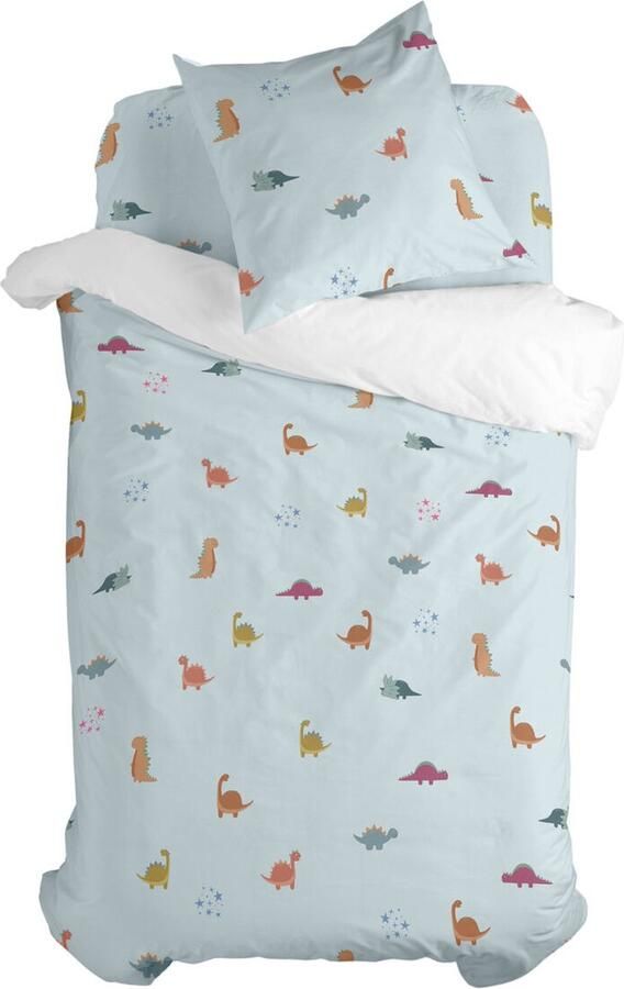 HappyFriday Dekbedovertrek set + kussensloop voor kinderen 140x200 Mini dinosaur Multicolour blauw Bed van 80