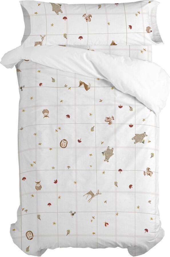 HappyFriday Dekbedovertrek set Mini Woods animals Multicolour Bed van 80 90 2 Onderdelen